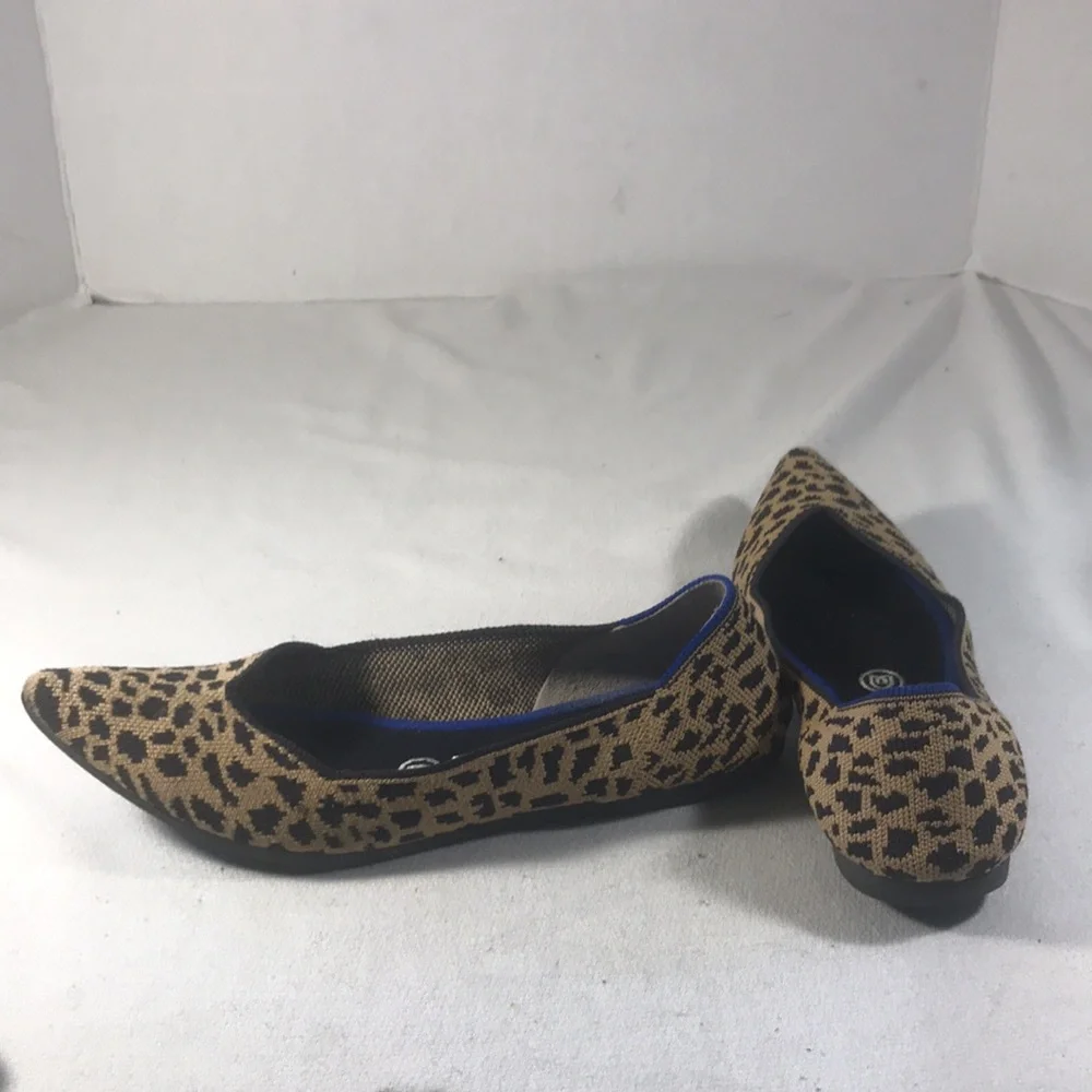 Rothy's Women’s Leopard Print The Point Retired Flats in Tan and Black Size W7.5